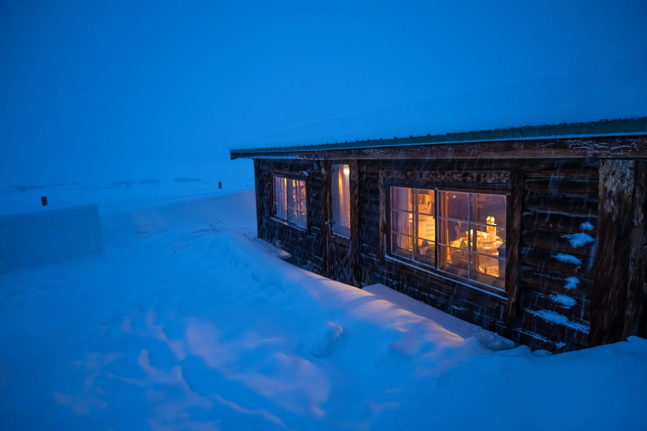 Log cabin porch in a peaceful setting